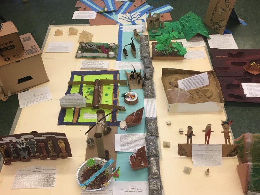View of diorama models with descriptions of the Nile River
