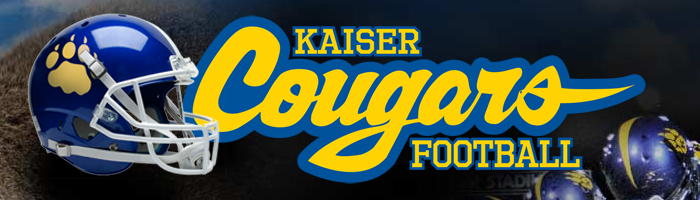 Banner Graphic Kaiser Cougars Football with football helmet