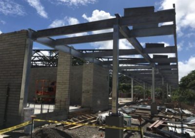Construction site steel framing