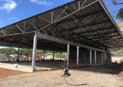 Construction of World Language Building roof decking